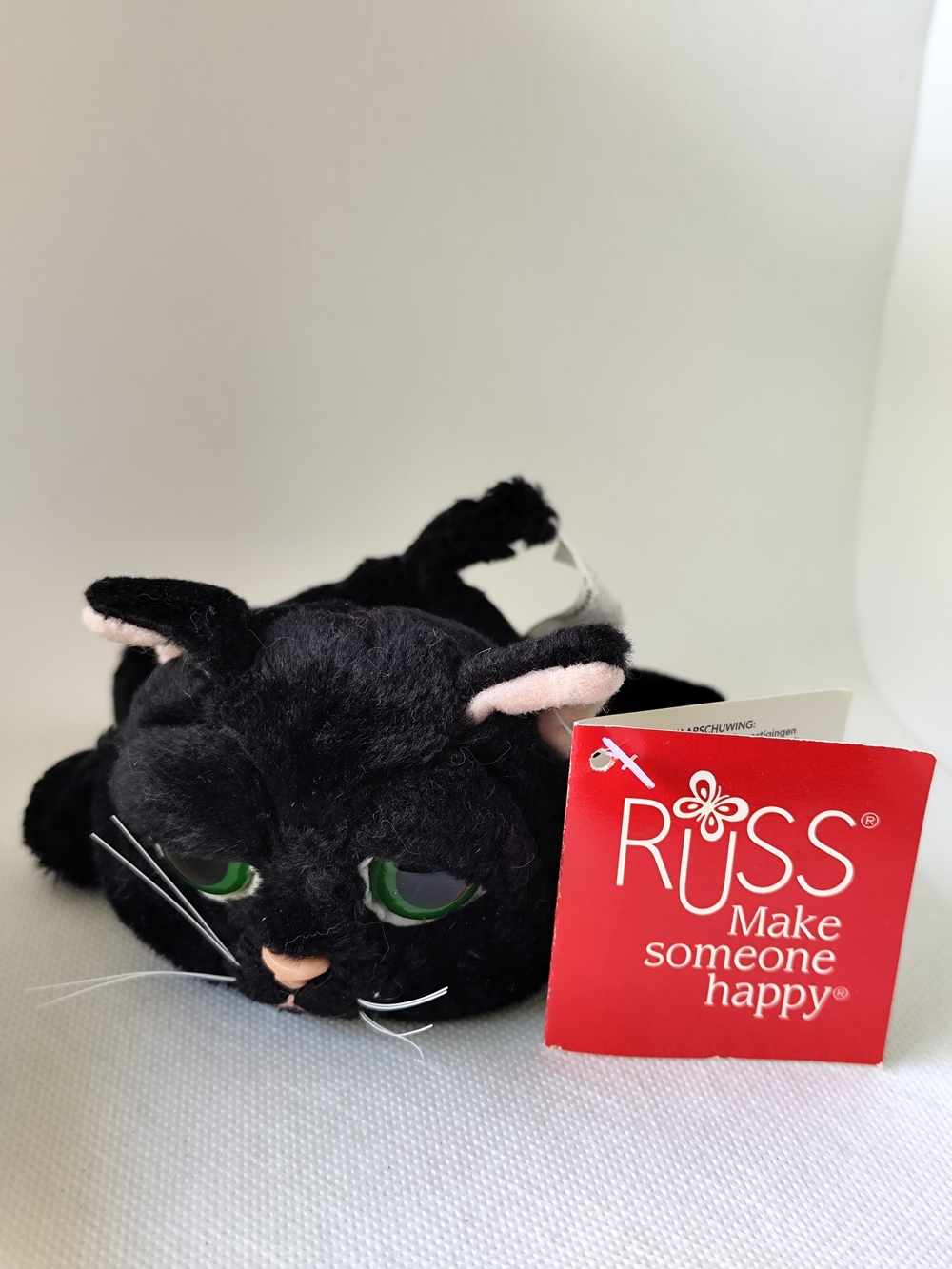 Russ Berrie "Shadow" Lil' Peepers black cat plush toy 5"